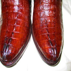 Crocodile Tail Cut Men's Western Cowboy Boots, Dark Brown, Size 13.5D, Brand New